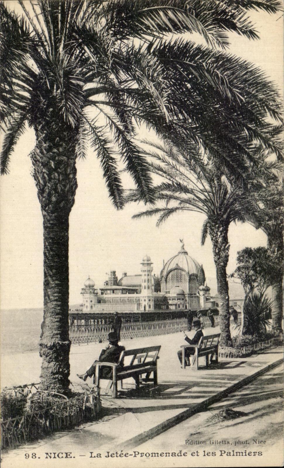 CPA Niza la caminata y las palmeras del embarcadero
