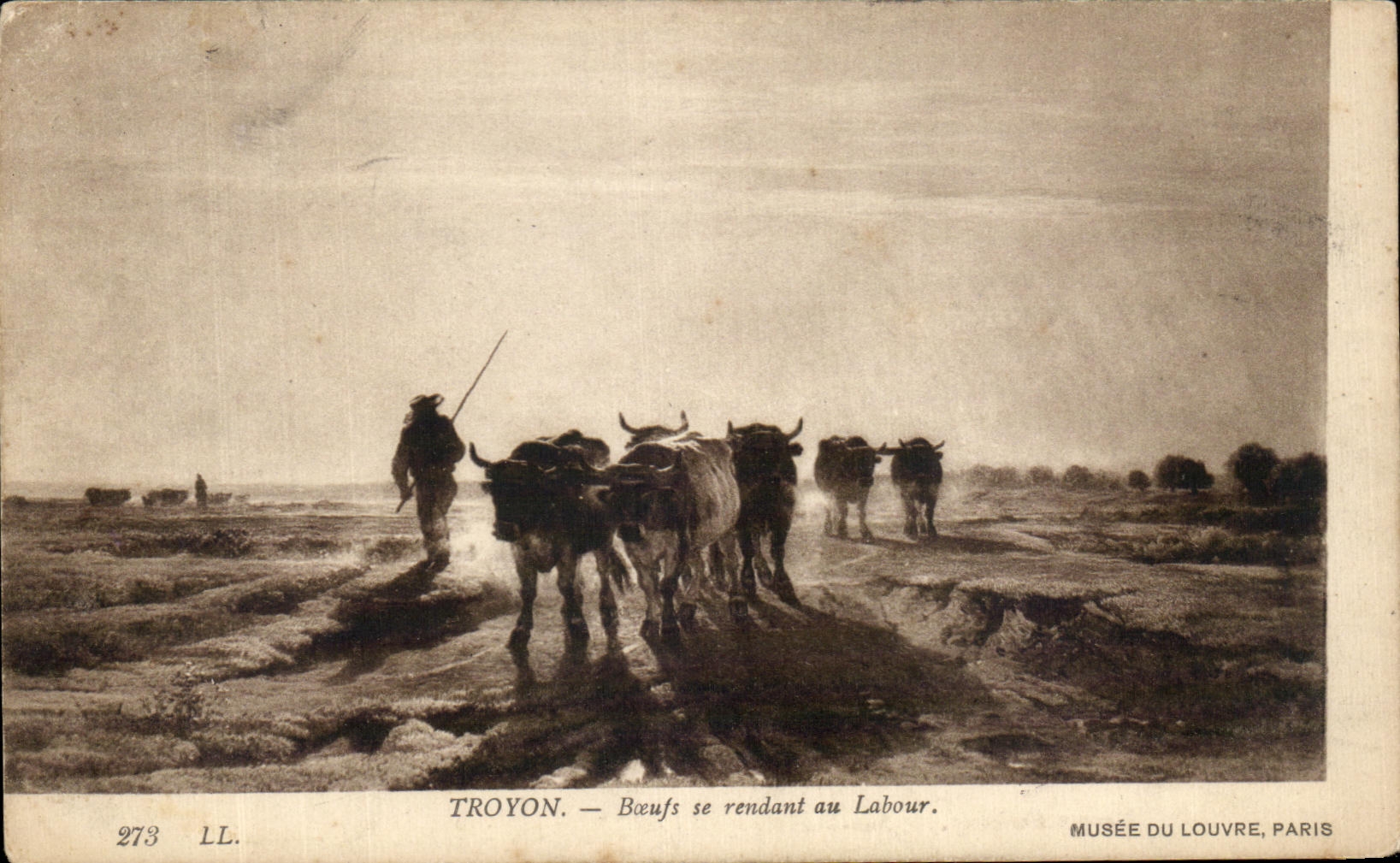 CPA Troyon Boeufs se rendant au Labour Musee Du Louvre Paris