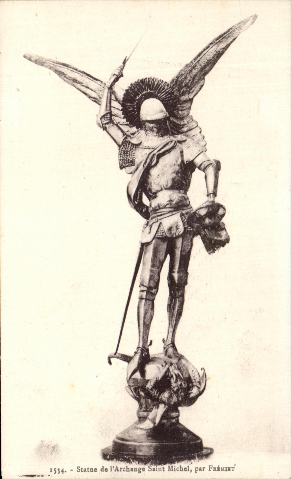 CPA Statue of the Holy Archangel Michel by Fremiet