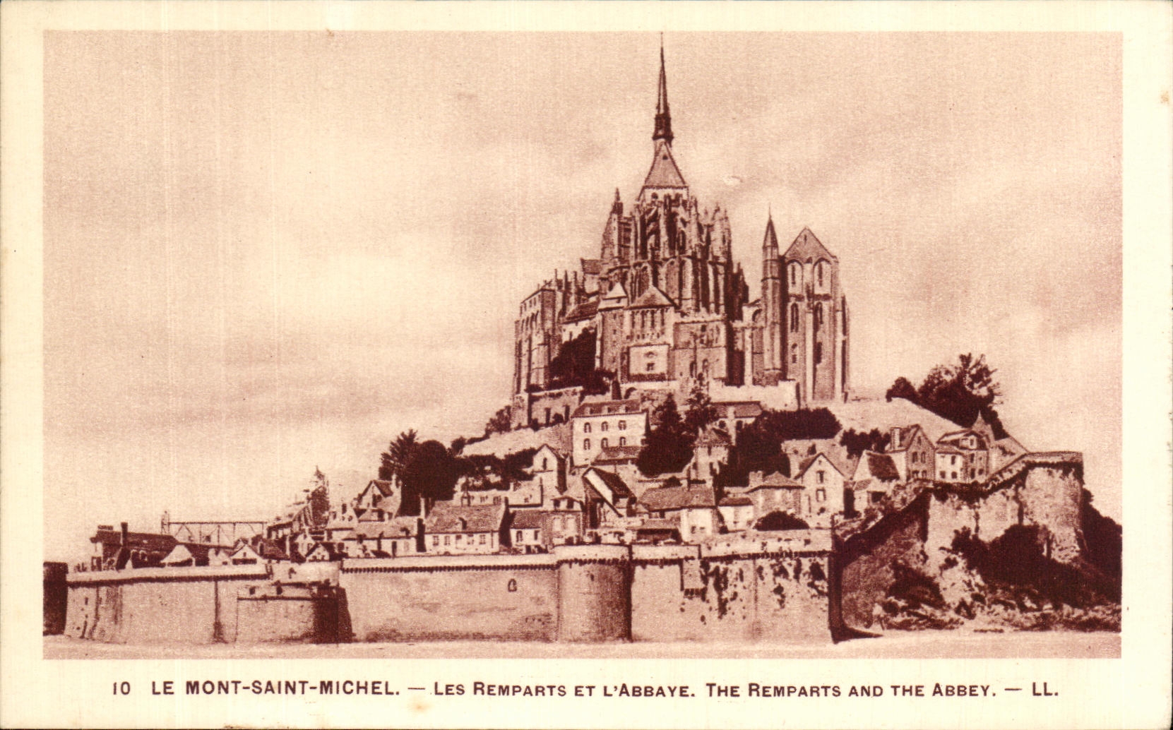 CPA Mont Saint Michel Walls And the Abbey