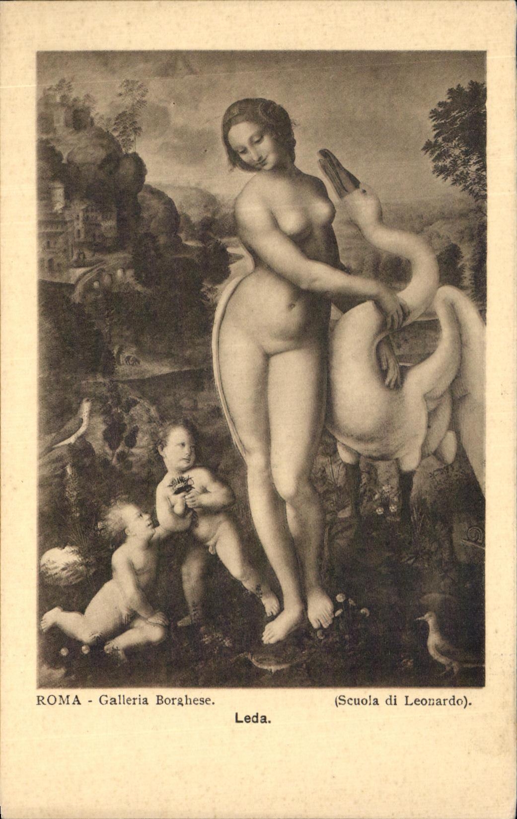 CPA Roma Galleria Borghese Scuola di leonardo 