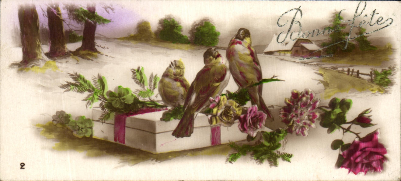 CPA Bonne celebra los pajaros de Fleurs