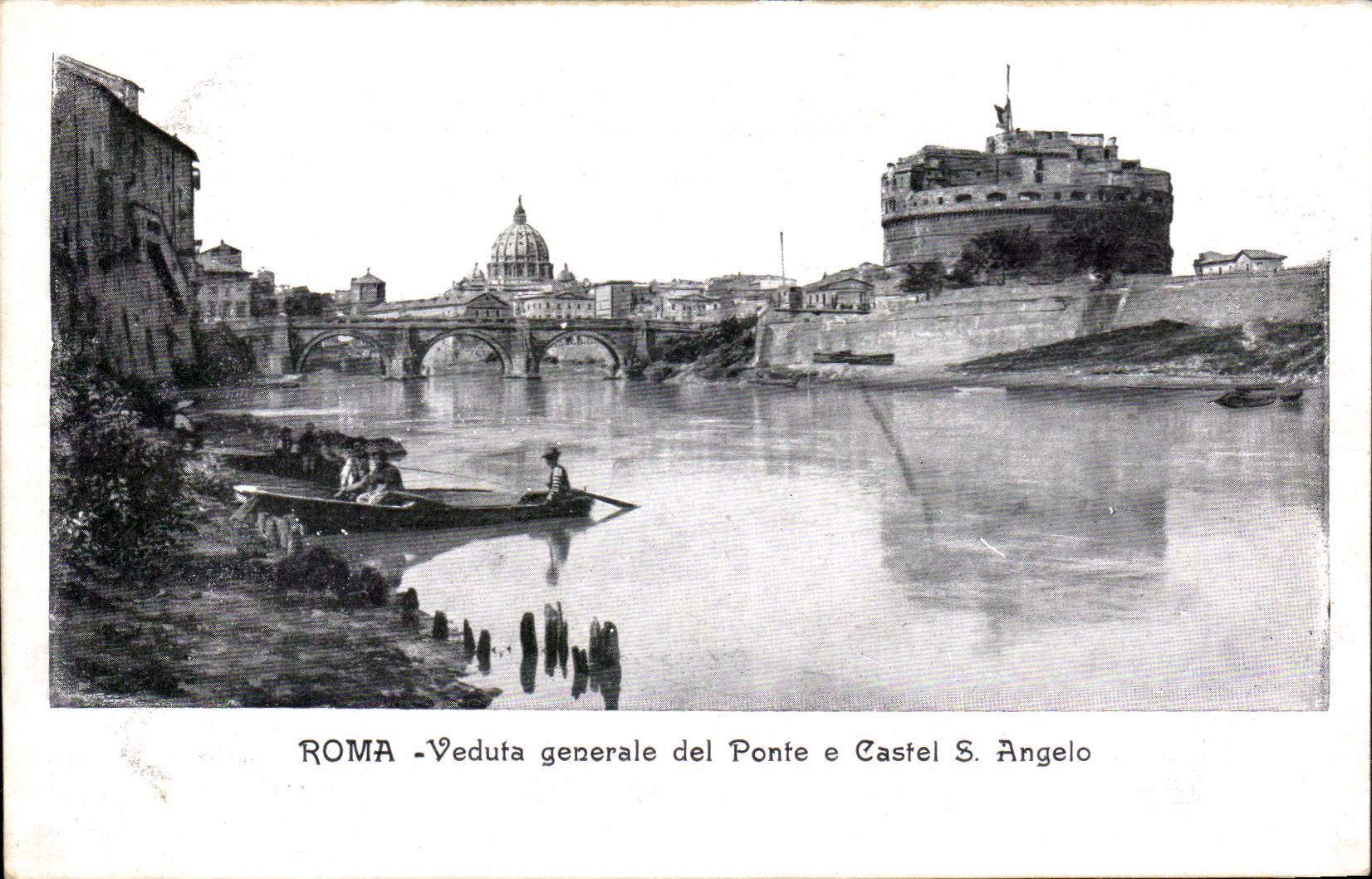CPA Roma Veduta Generale del Ponte e Castel 