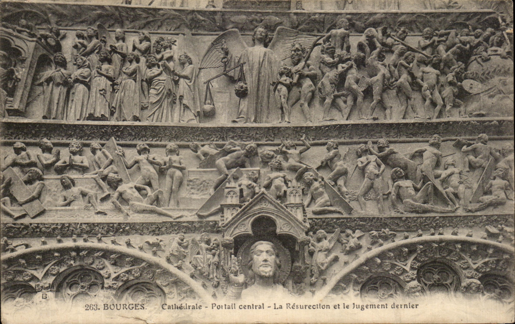 CPA Bourges Central Poltail Cathedral Resurection And the Judgment