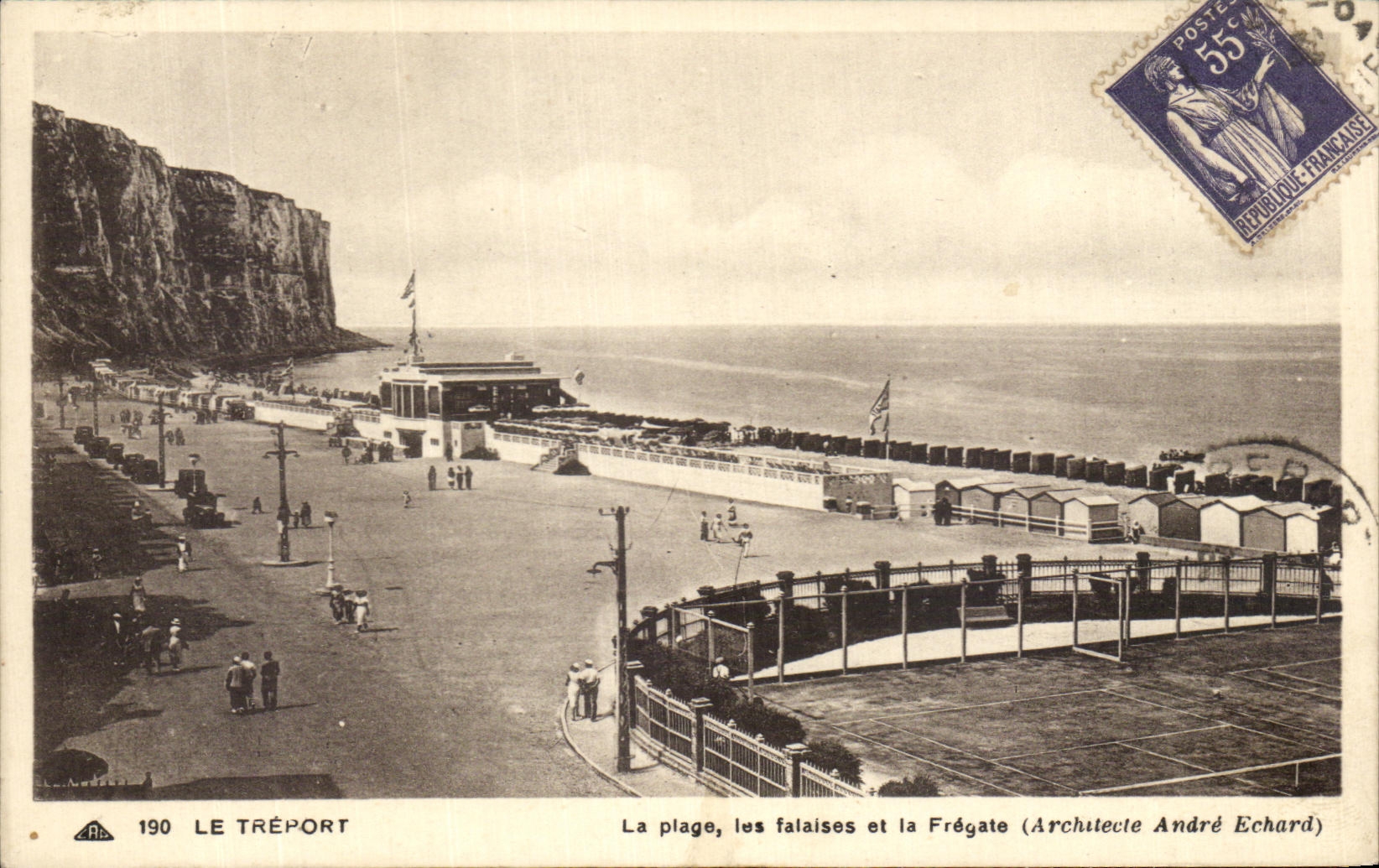 CPA Treport the Beach Cliffs and the Frigate