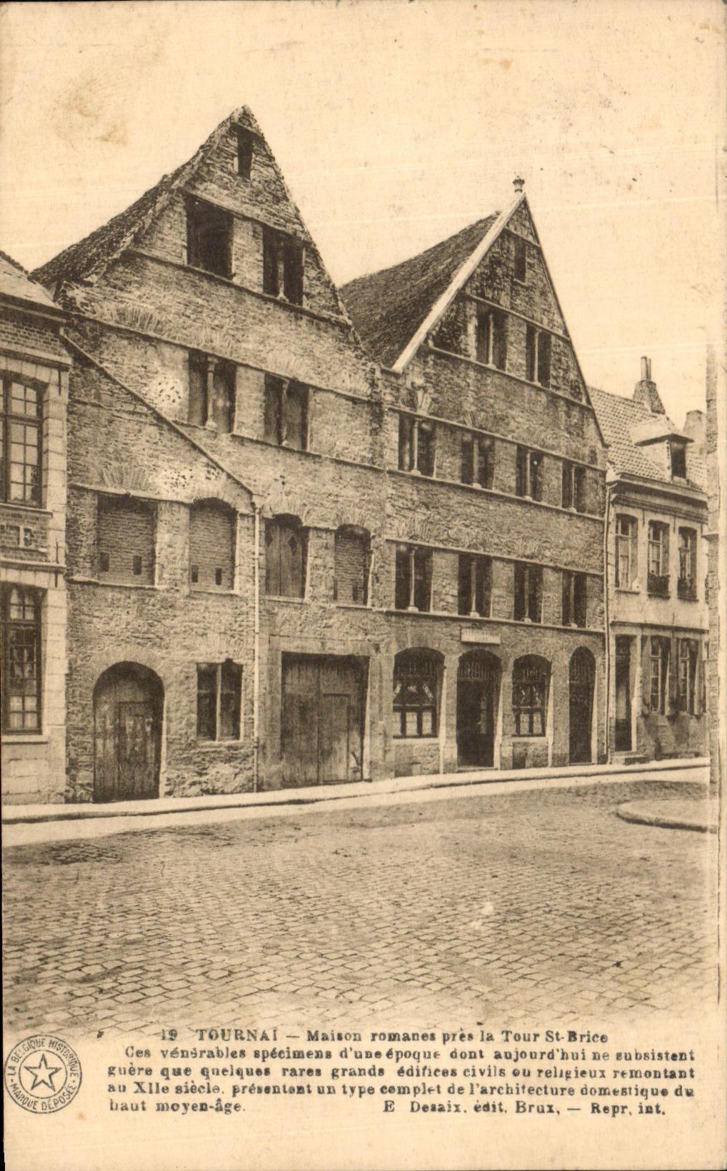 CPA Tournai Maison romanes pres la Tour St Brice