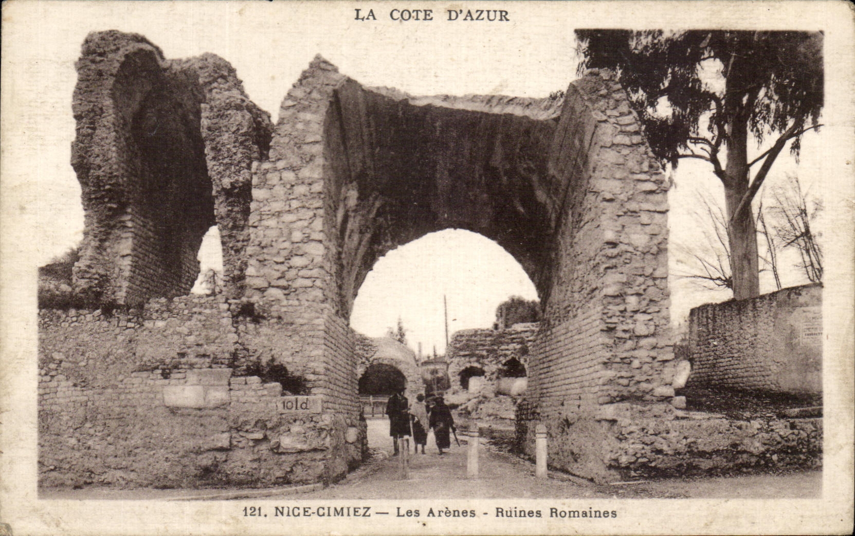 CPA la dimension Niza de Cimiez azul las ruinas romanas de la arena