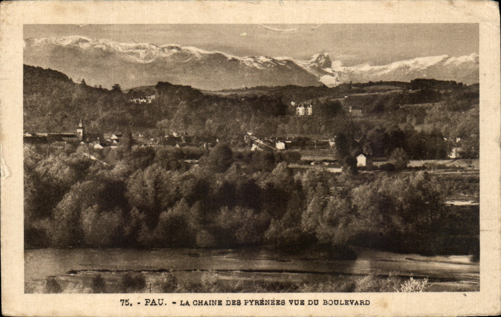 CPA Pau LA Chaine Des Pyrenees Vue Du Boulevard