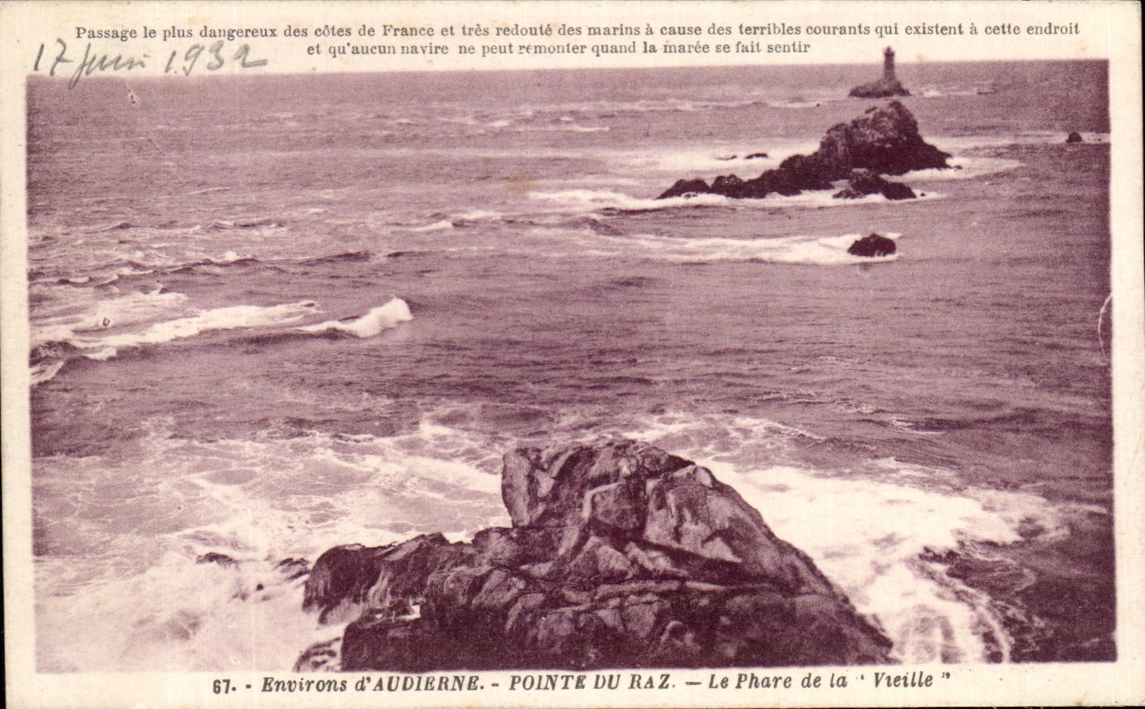CPA Environs of Audierne Points Strong current the Lighthouse of the Old woman