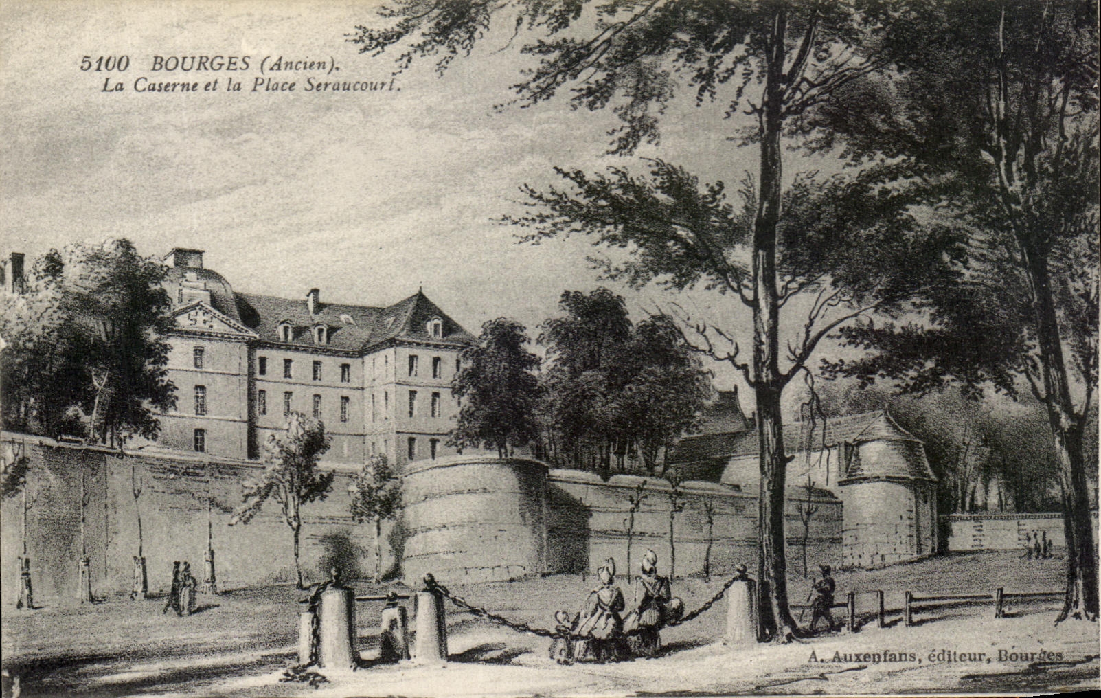 CPA Bourges los cuarteles y el lugar Seraucourt Militaria