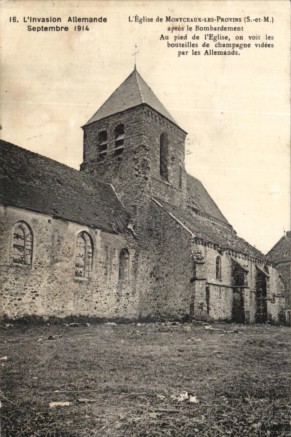 CPA the Church De Montceaux Layered branches After the Bombardment