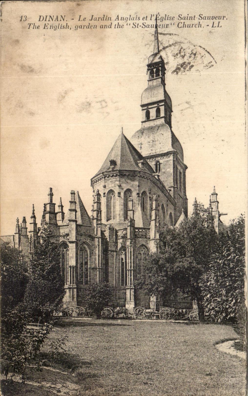 CPA Dinan the English Garden and the Church Saint Saver The Church