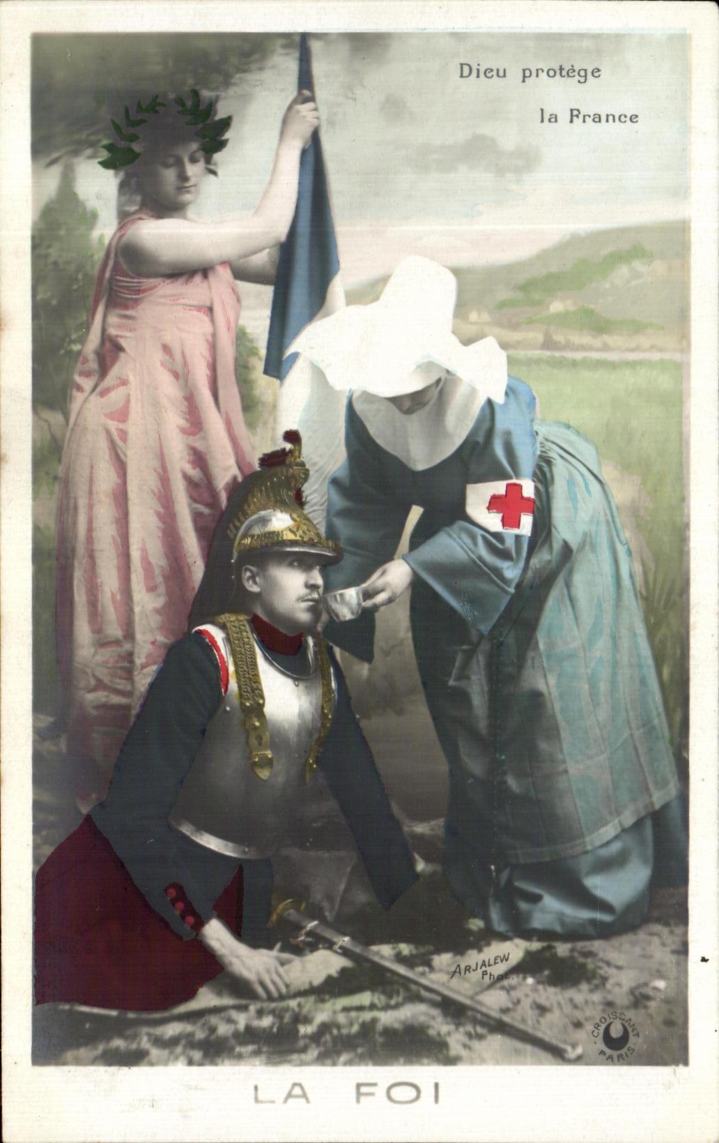 CPA God Protects France the Faith imagination Religieuse Militaria