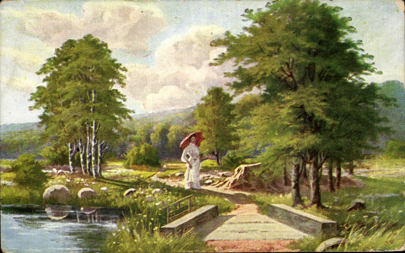 CPA fantaisie Femme au bord de l'eau