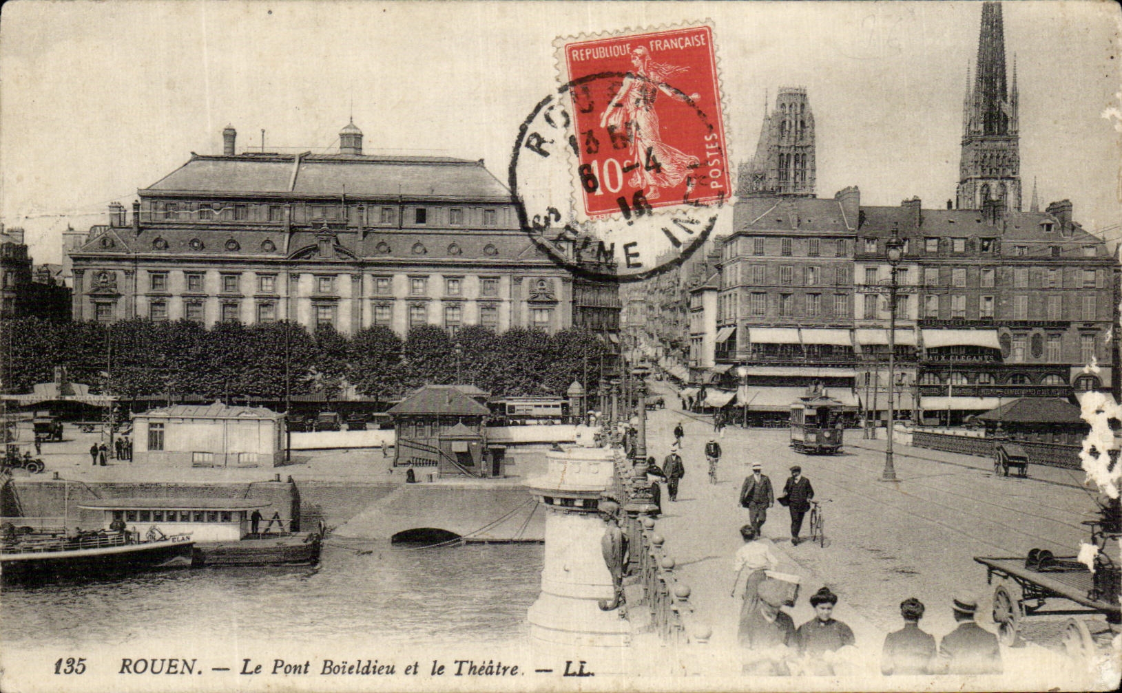 CPA Rouen the Boieldieu bridge and the Theater