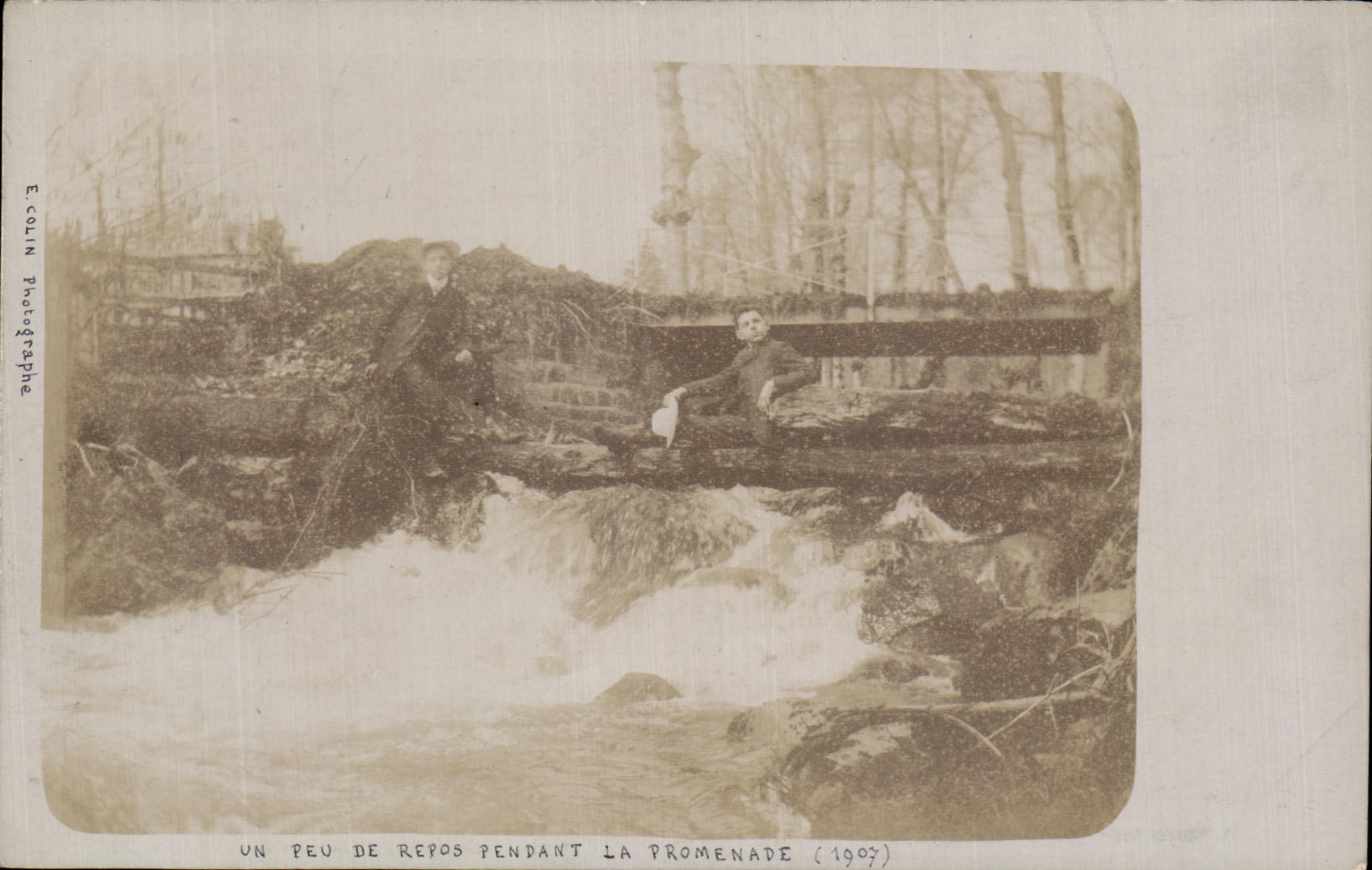 Real photo a Little rest during the walk 1907 young man Folklore