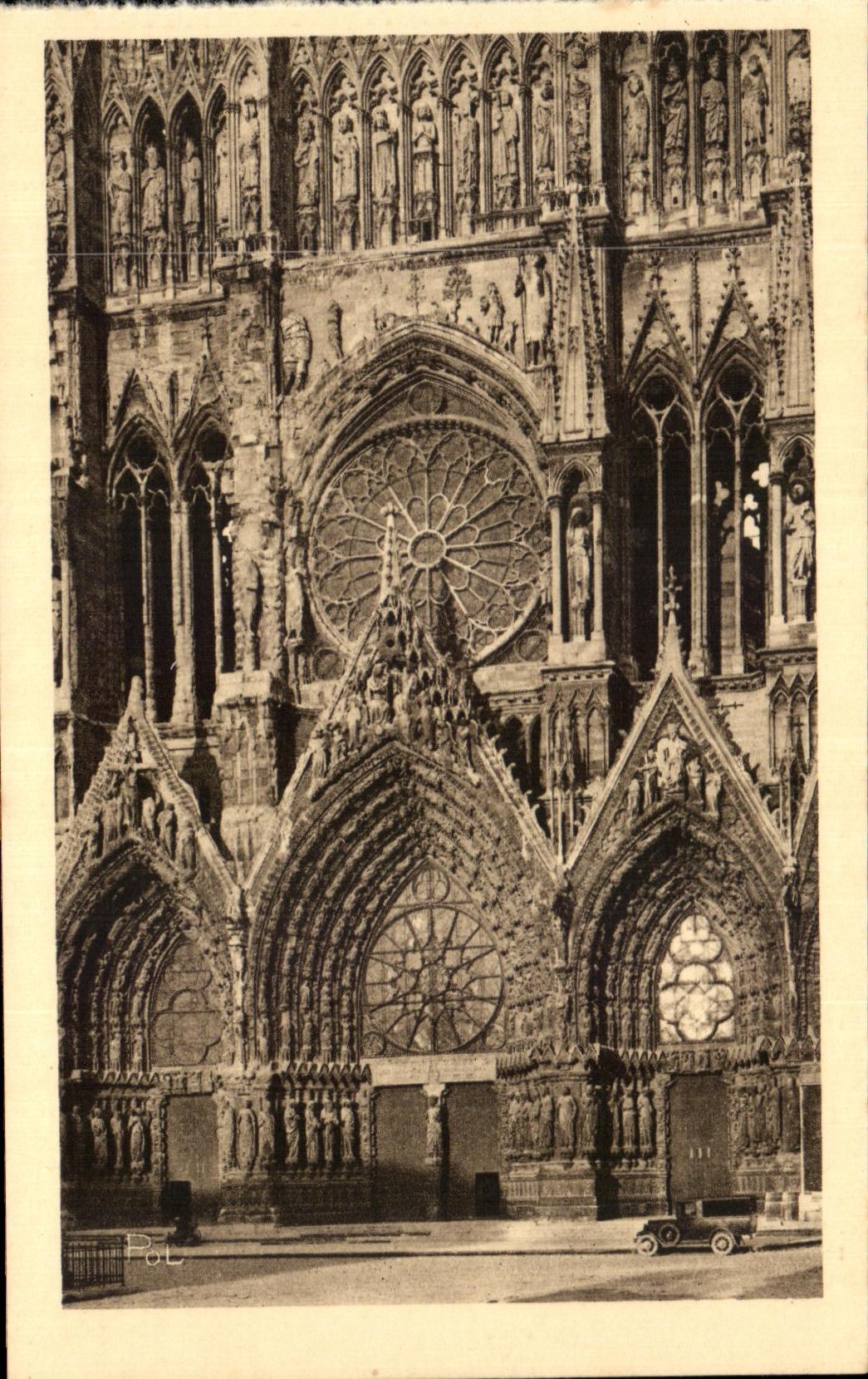 CPA the Reappearing City Rheims the Cathedral the Large Gate and the rosette