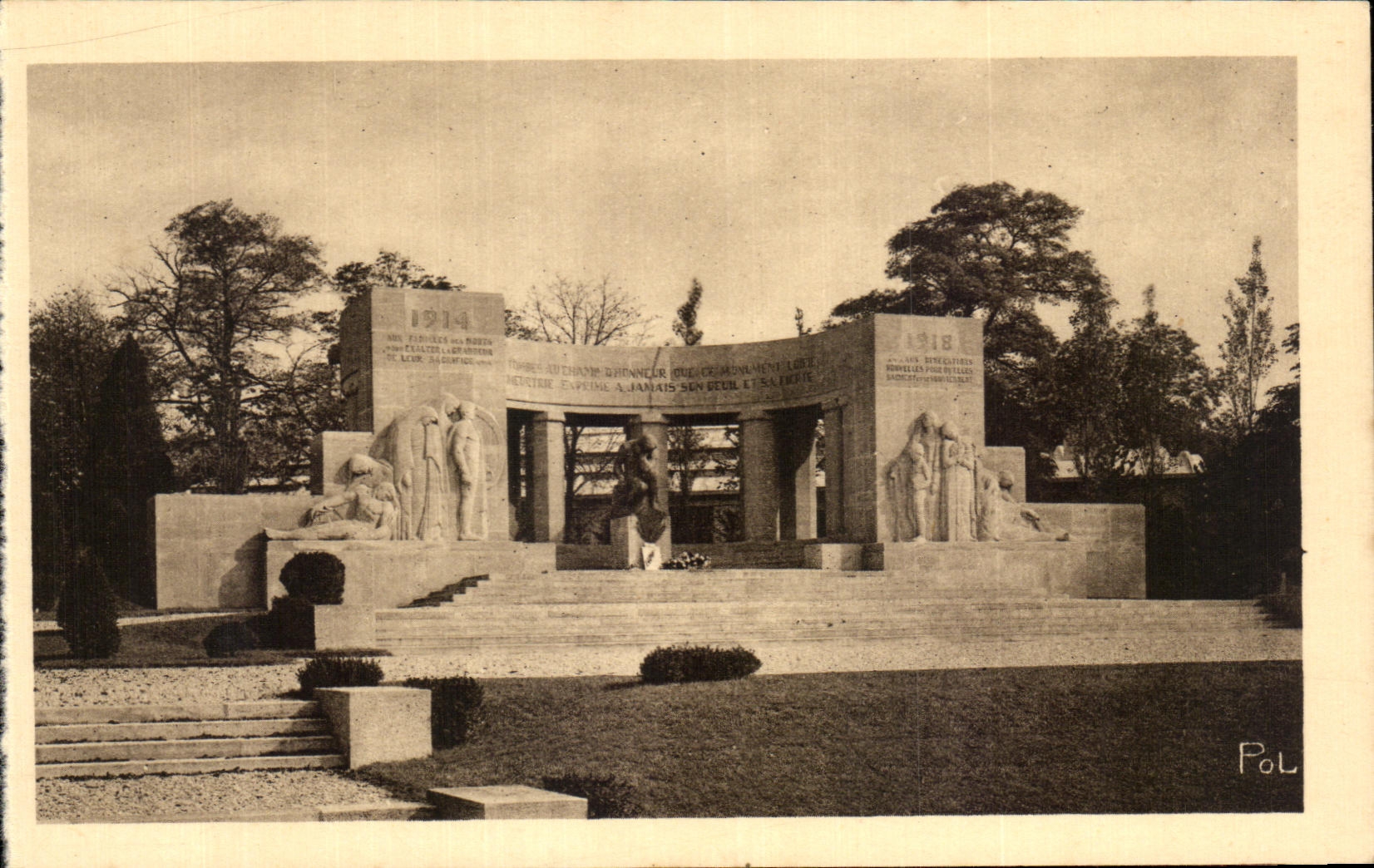 CPA the Reappearing City Rheims Moument raised by the Town of Rheims