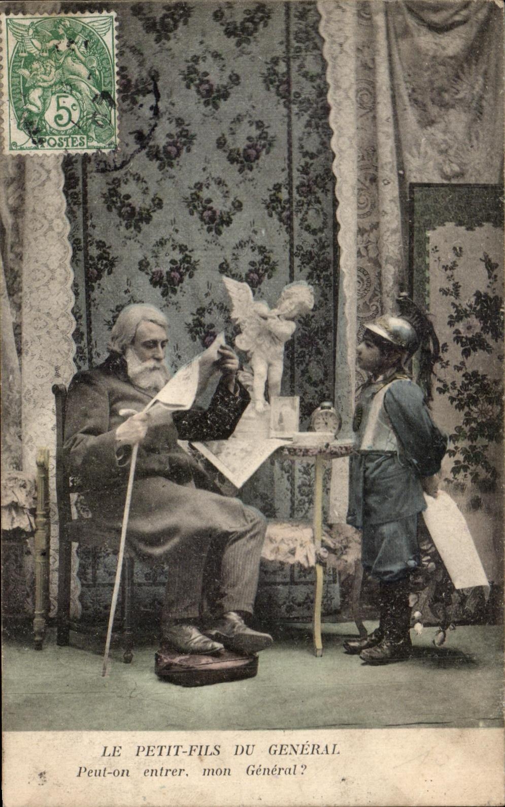 CPA el pequeno hijo de la poder general una inscriben a mi general Militaria Ange