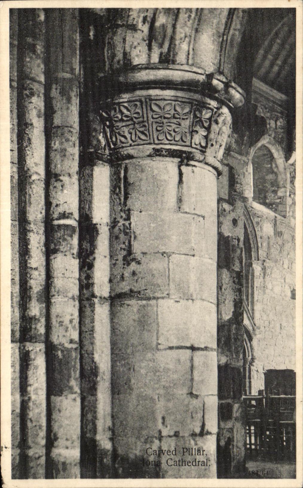 CPA Carved Pillar Iona Cathedral Ireland