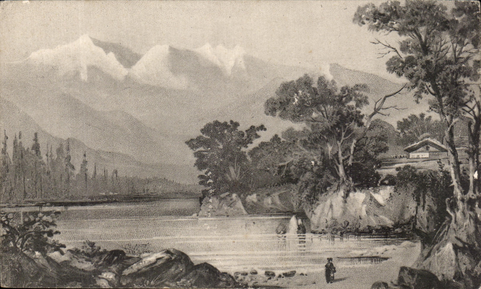 CPA Paysage pres des montagnes