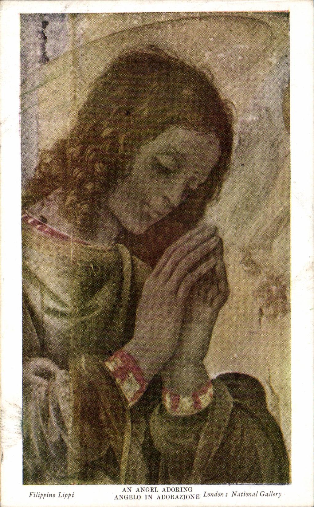 CPA An Angel Adoring Angelo In Adorazione Filippino Lippi London National Gallery