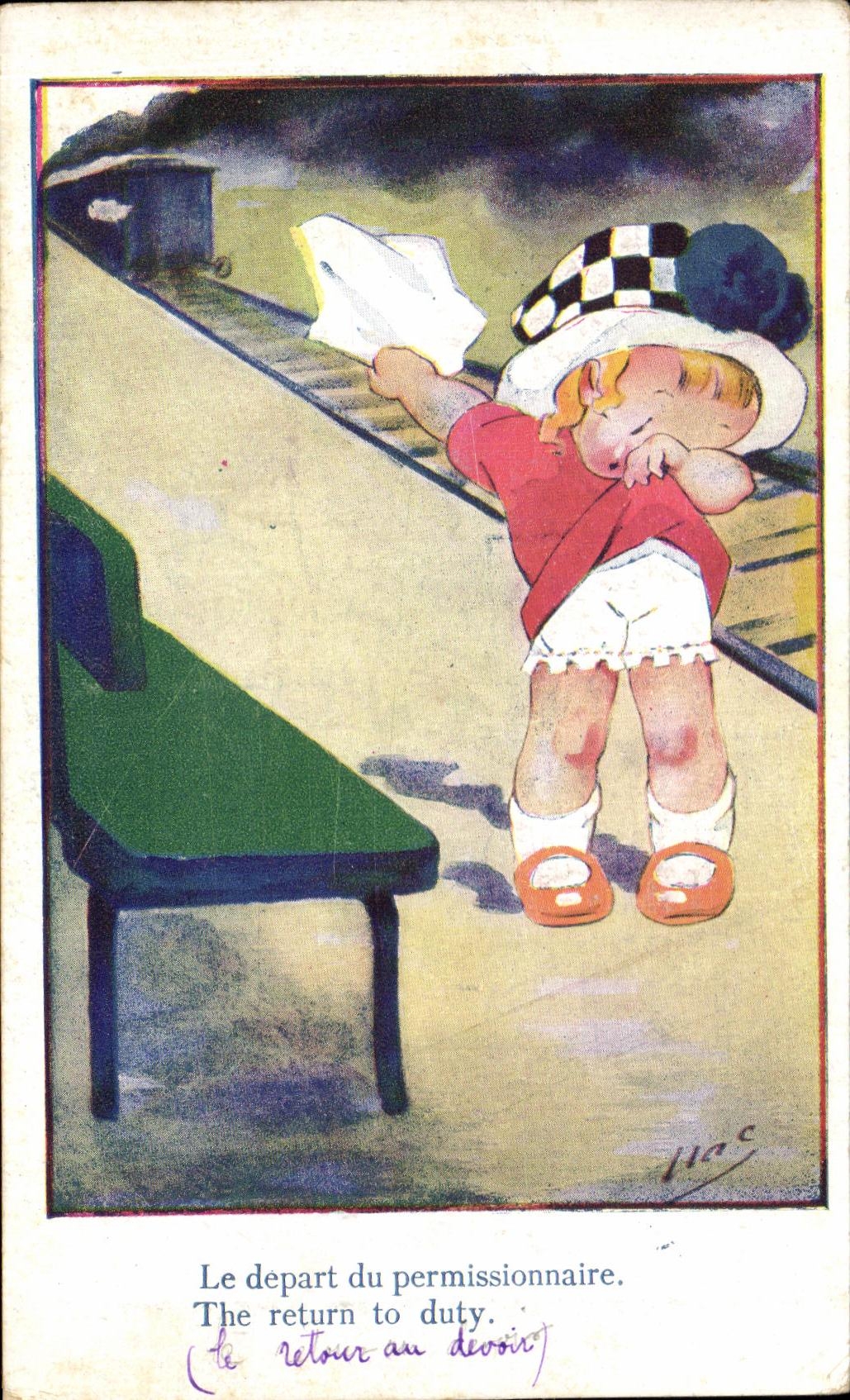 CPA the departure of the person on leave The return to duty Militaria Train