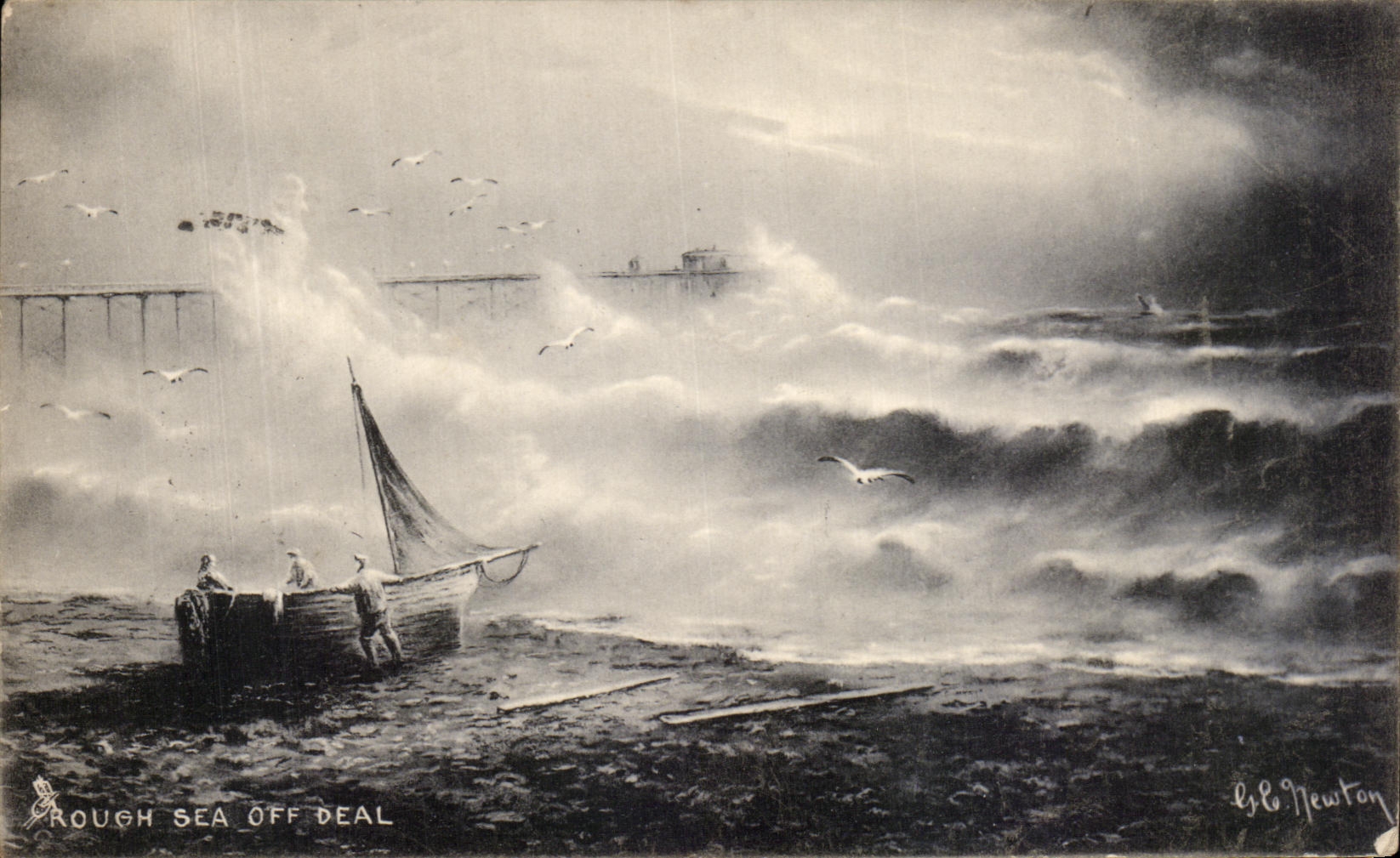 CPA Rough Sea Off Deal Bateau Marine 