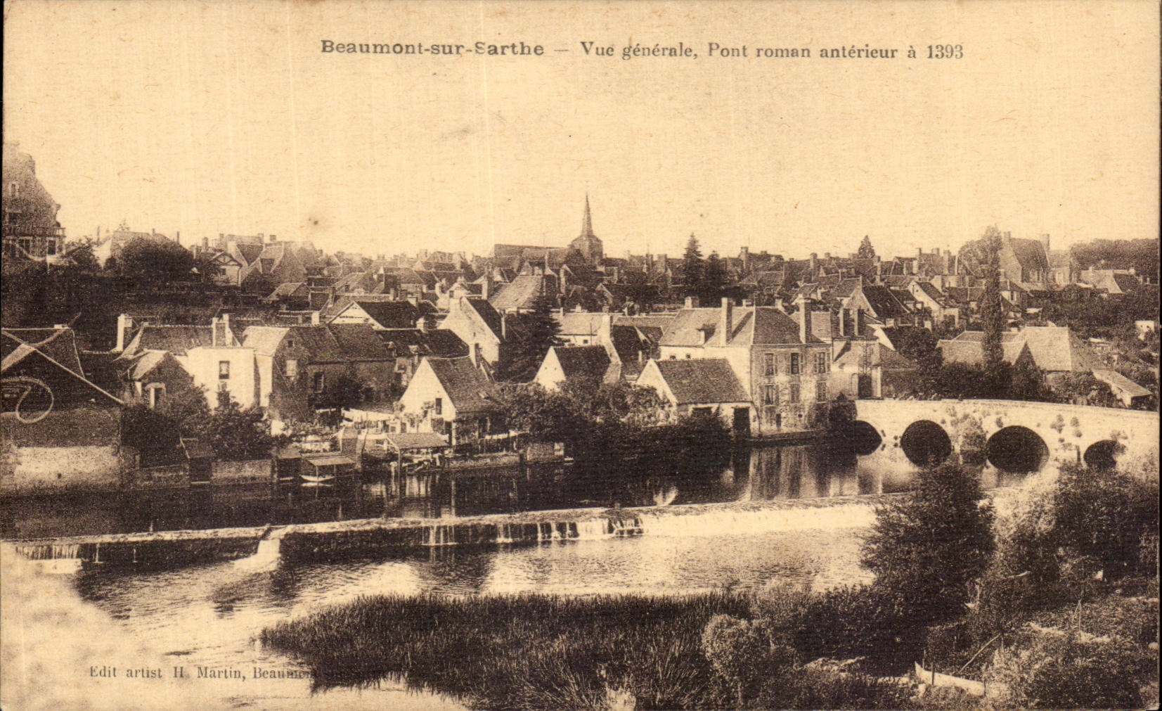 CPA Beaumont on the Sarthe View Romance Bridge