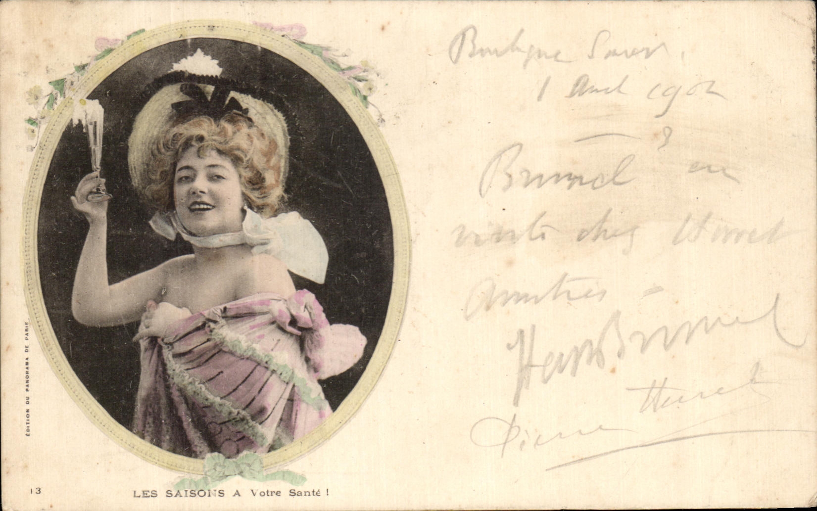 CPA Les Saisons a votre Sante Fantaisie Femme champagne 