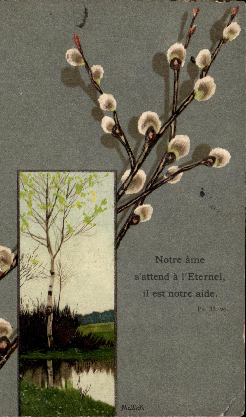 CPA Notre Ame S'Attend a l'Eternel il est notre aide fantaisie Fleurs 