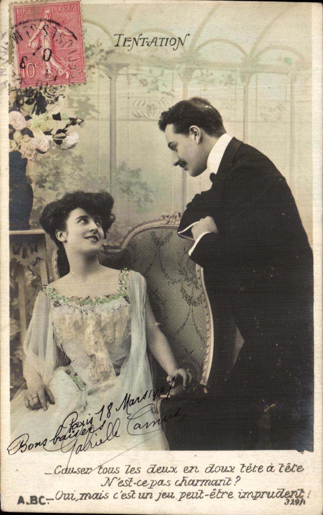 CPA Fantaisie Femme Tentation 