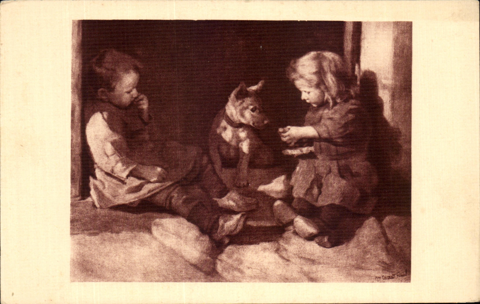CPA Fantasy Children and dog