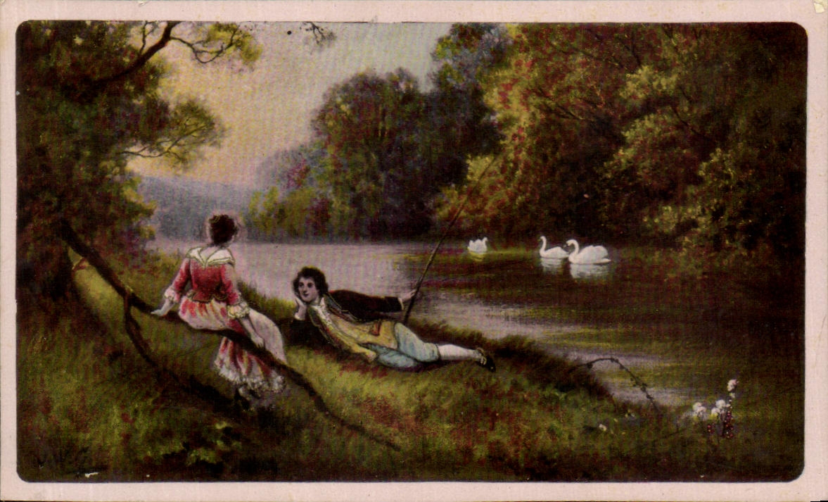 CPA Fantaisie Femme Paysage