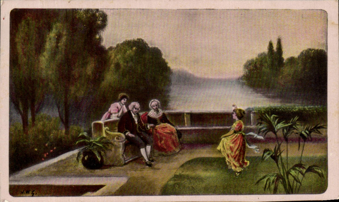 CPA Fantaisie Femme Paysage