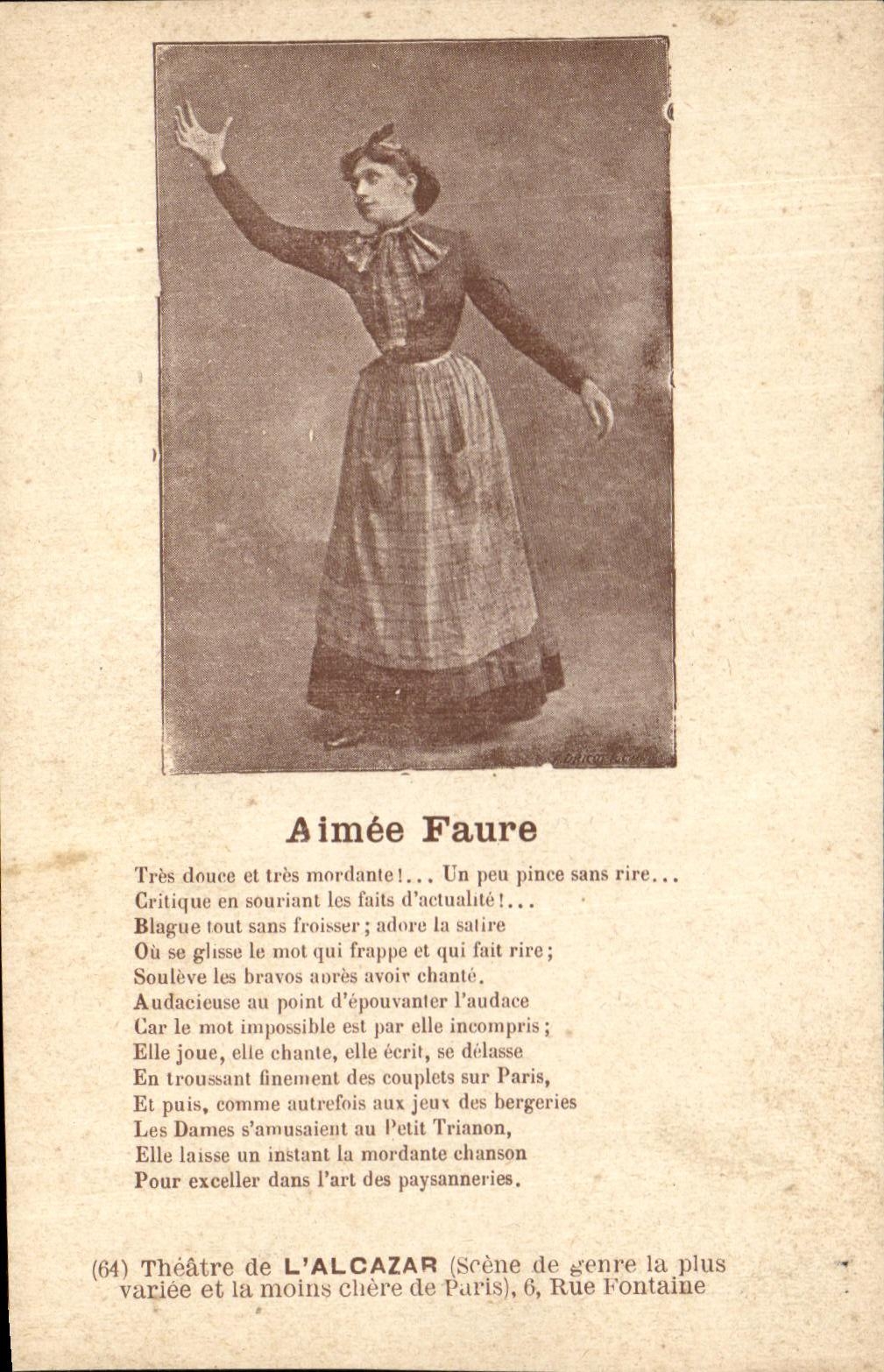 CPA Fantaisie Aimee Faure Theatre de l'Alcazar