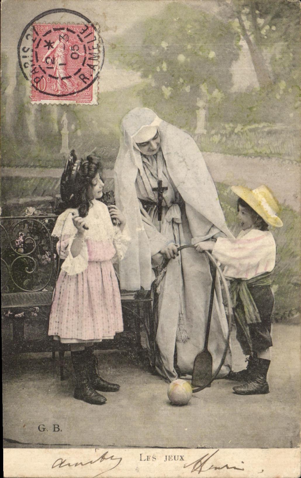 CPA Religious Fantasy Children Hoop