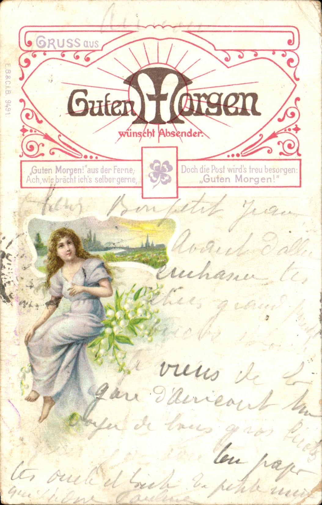 CPA Fantaisie Femme Gruss aus 