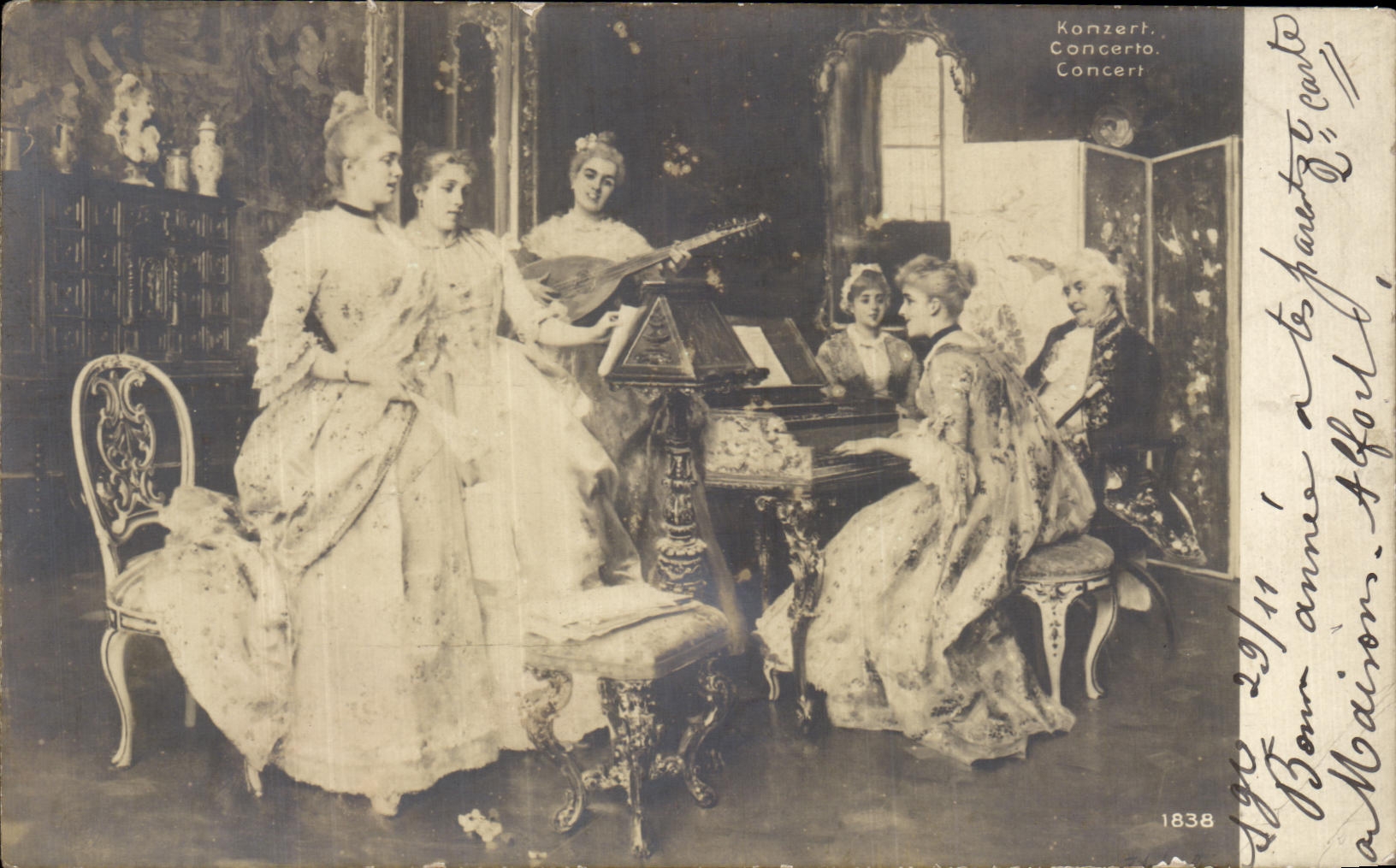 CPA Fantasy Concert Piano Harpsichord Women Hermanos Santiago Chile