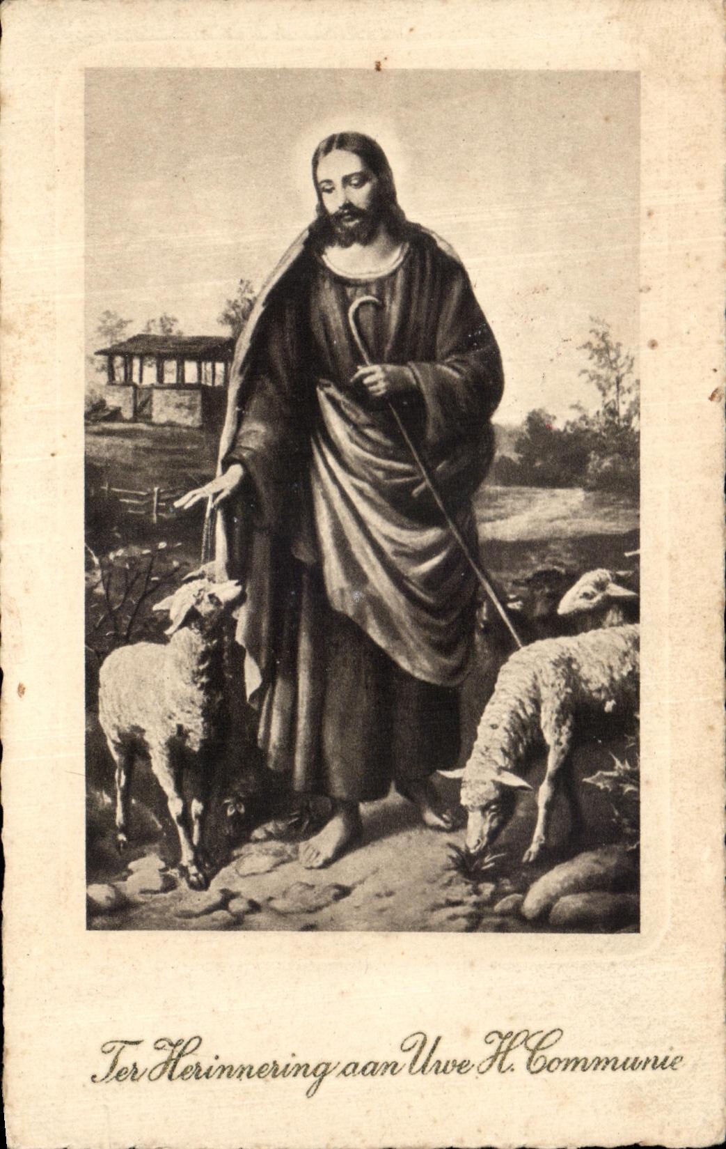 CPA Fantaisie Jesus Moutons 