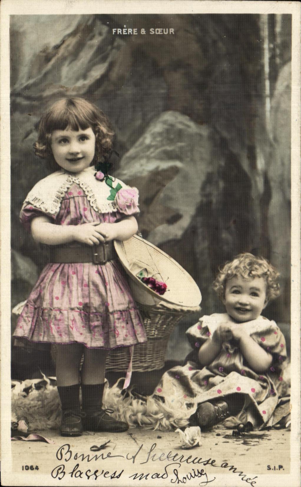 CPA Fantaisie Enfants Frere et soeur 