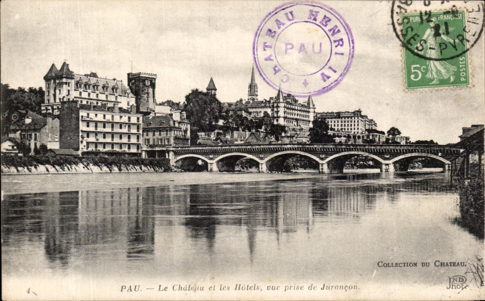 CPA Pau Le Chatau et les Hotels vue prise de Jurancon