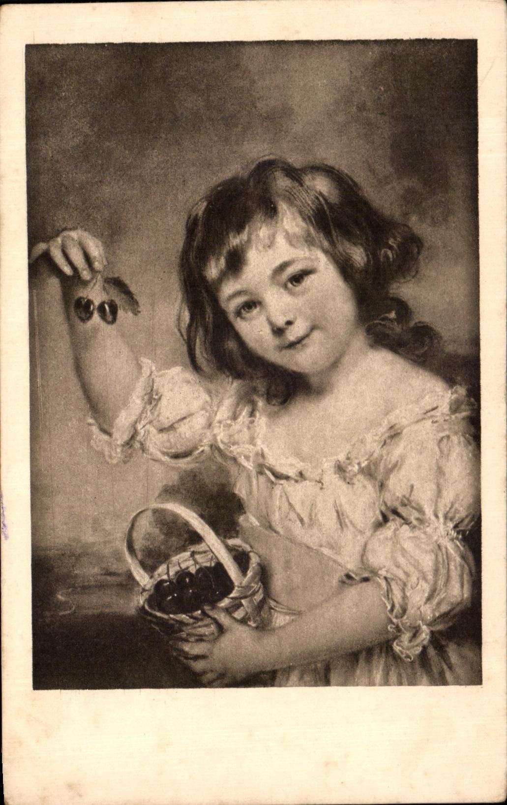 CPA John Russel fec Paris the child with cherries