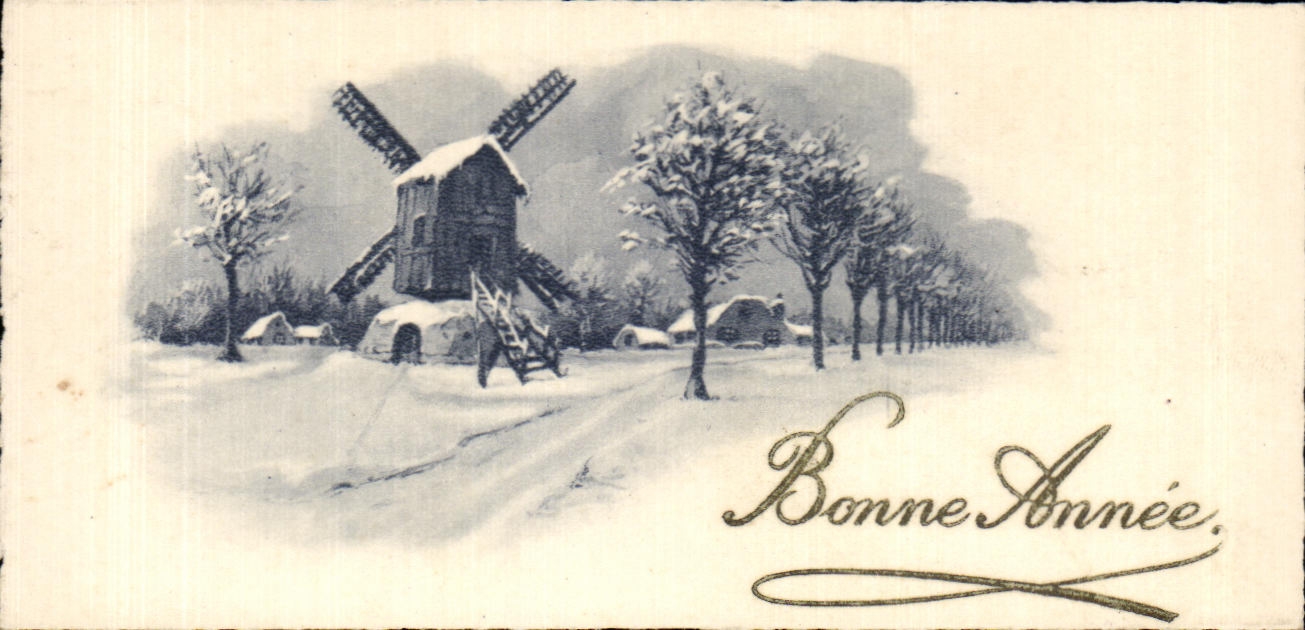 CPA Bonne Annee Fantaisie Moulin 