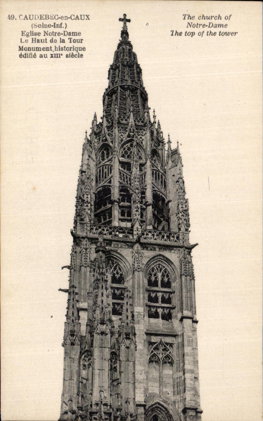 CPA Caudebec in Caux Notre Dame Church Top of the Tower