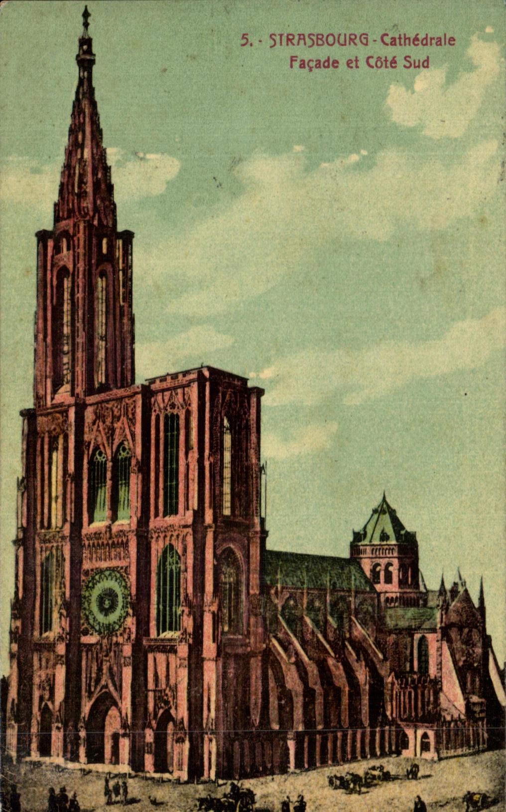 CPA Strasbourg Cathedral Frontage and Southern part