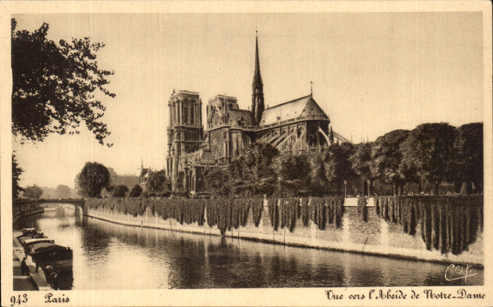 CPA Paris vista hacia el apse de Notre Dame