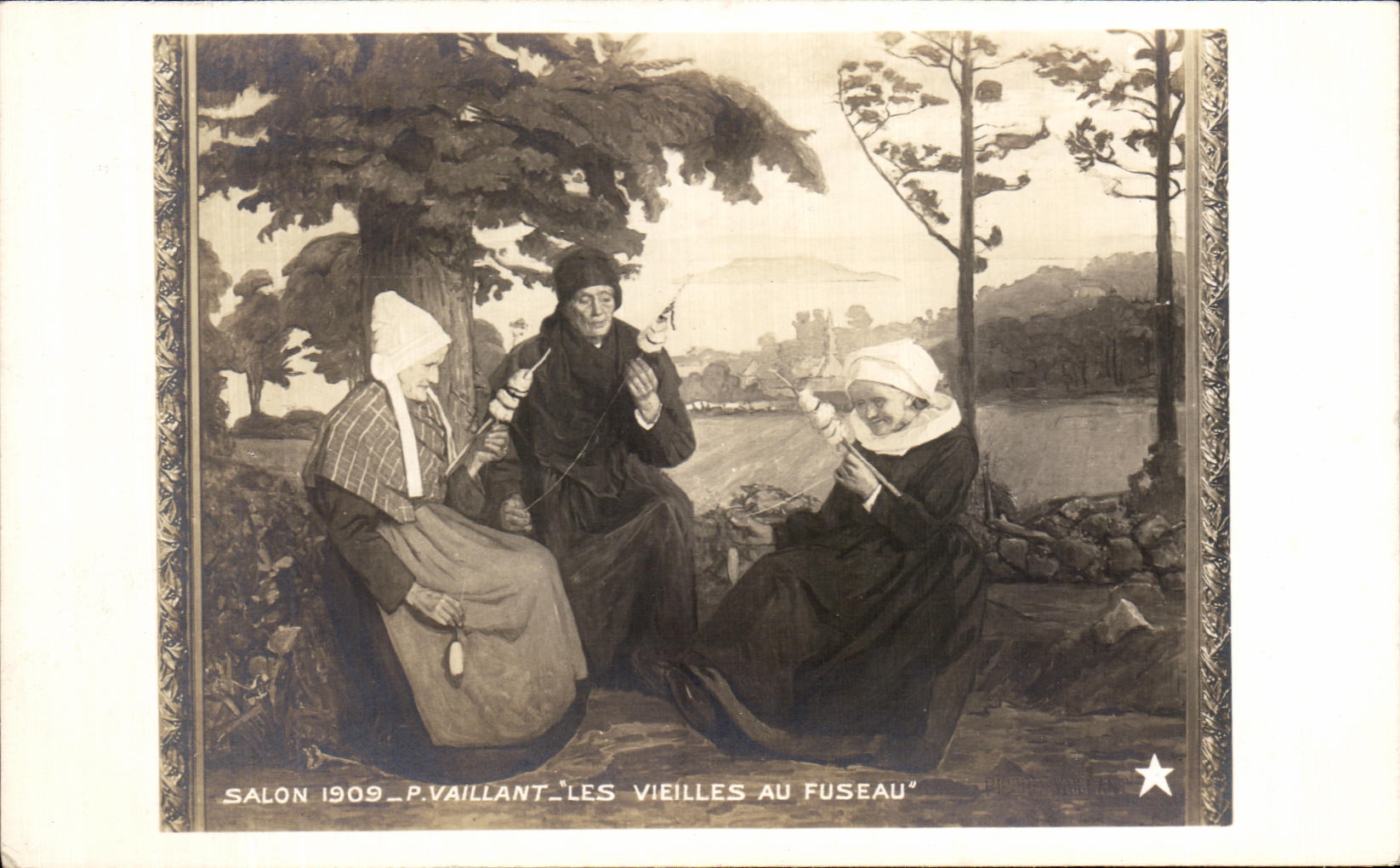 CPA Salon 1909 Vaillant Les vieilles au fuseau Fileuses
