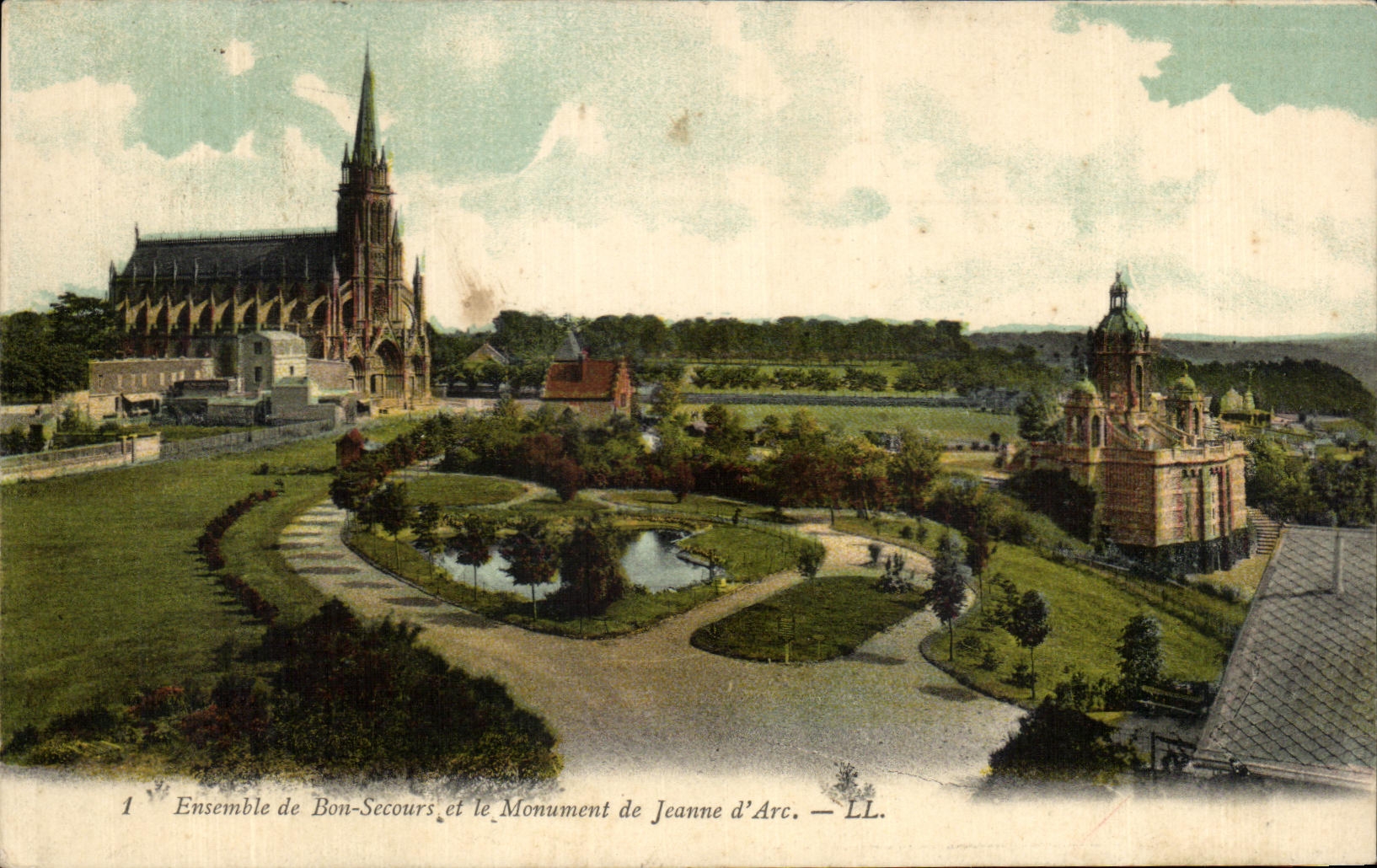 CPA Together Of Good Help And the Monument Of Jeanne d' Arc