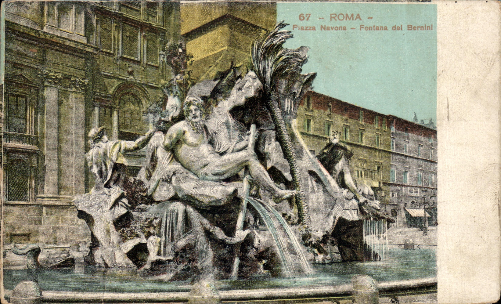 CPA Roma Piazza Navona Fontana Del Bernini